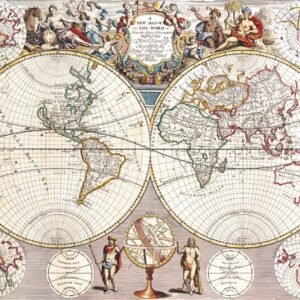 Antique Double-Hemisphere World Map – 18th Century