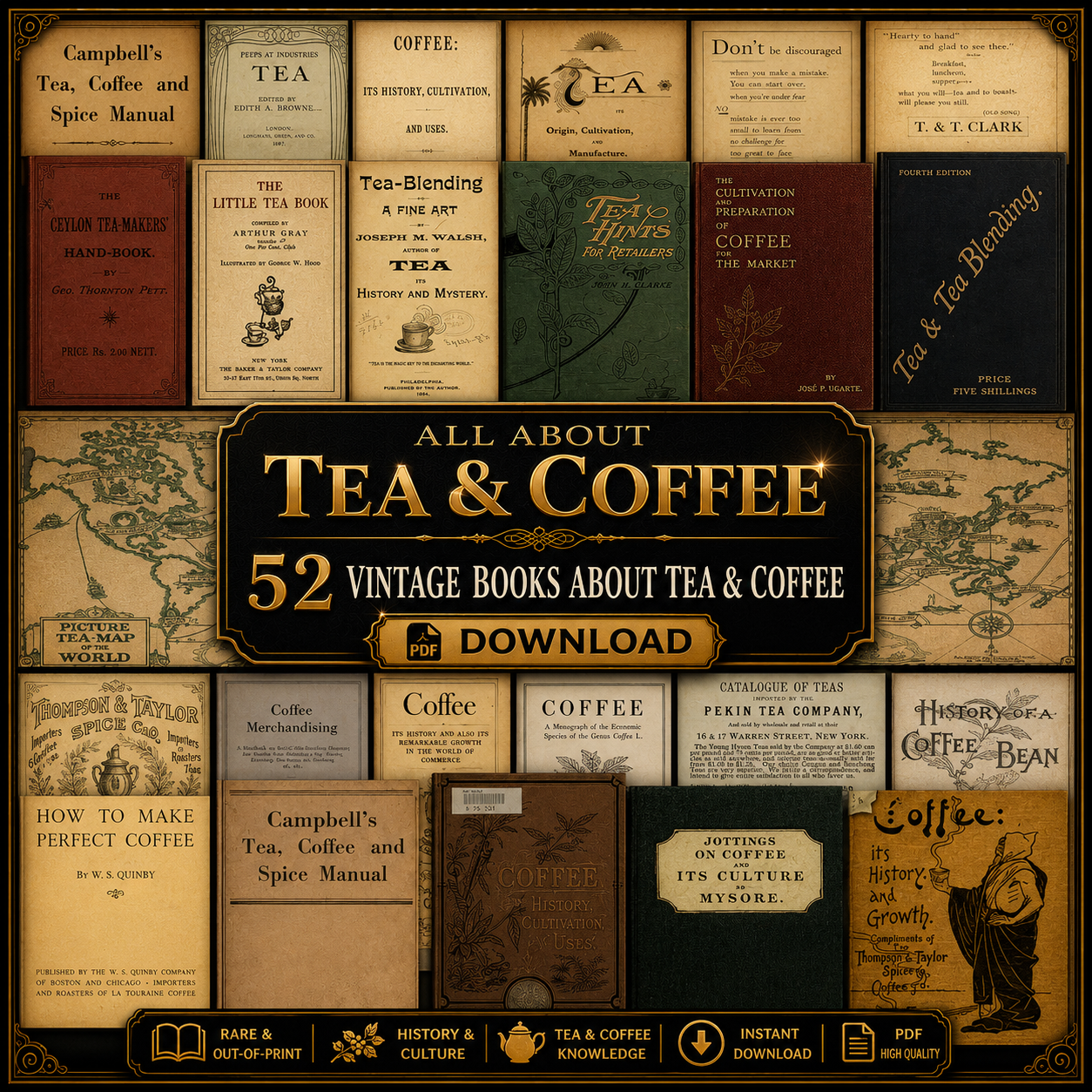 52 Vintage Tea & Coffee Books PDF Library – Brewing, Recipes, History & Cultivation